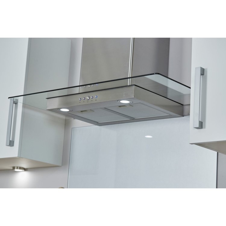 De Santii 60cm Flat Glass Chimney Cooker Hood - Stainless Steel