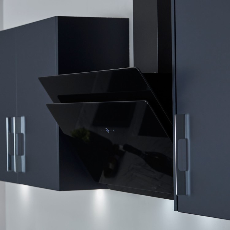 De Santii 90cm Chimney Cooker Hood - Black Glass