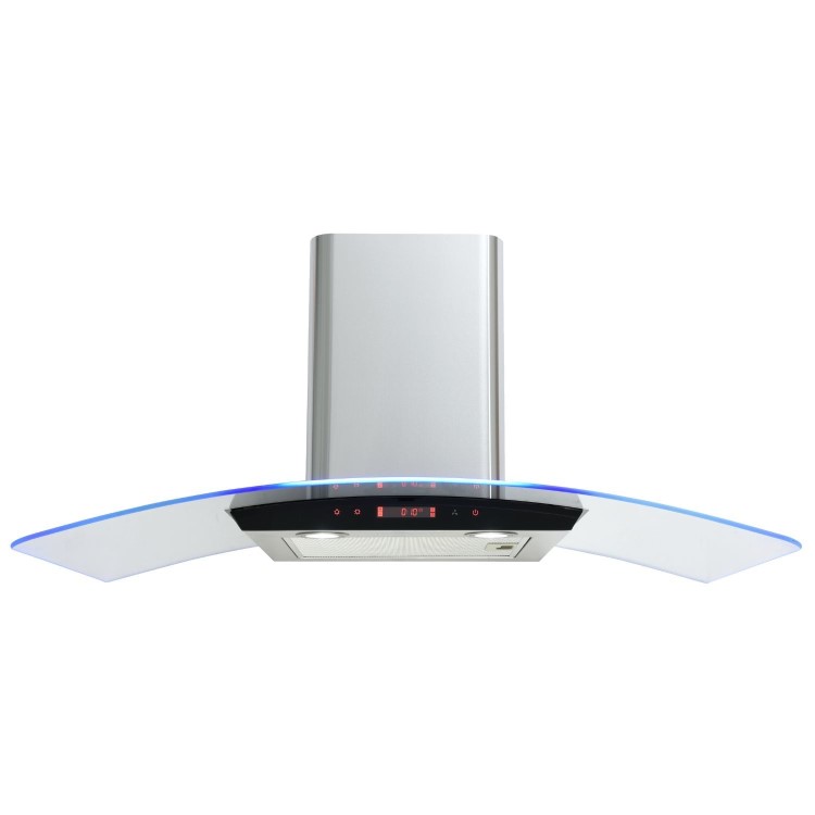 De Santii 90cmn Curved Chimney Cooker Hood - Stainless Steel