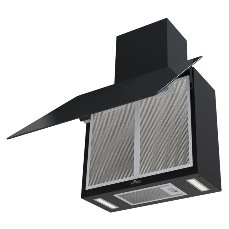 De Santii 60cm Chimney Cooker Hood - Black Glass