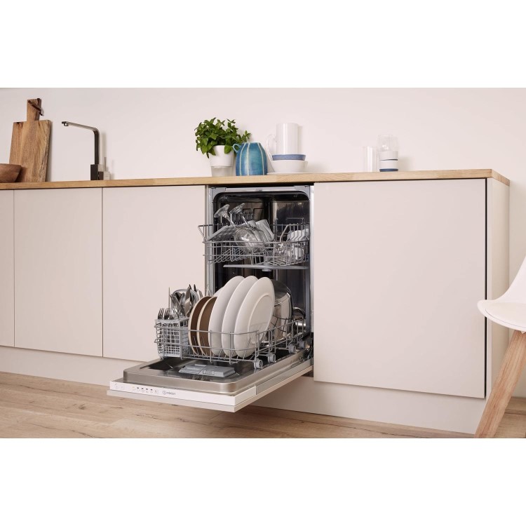 INDESIT DSIE2B10 10 Place Slimline Fully Integrated Dishwasher with Quick Wash - White