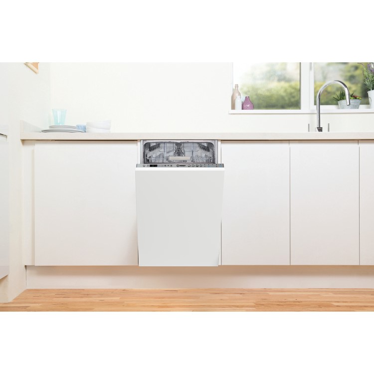 Indesit Push&Go Integrated Slimline Dishwasher - Silver control panel