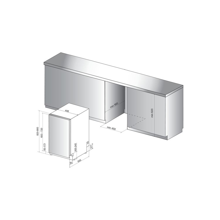 INDESIT DSIO3T224EZ Slimline 10 Place Fully Integrated Dishwasher With Quick Wash