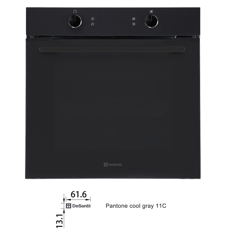 DeSantii Electric Single Oven with Pyrolytic Cleaning - Black