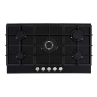 De Santii 90cm 5 Burner Gas on Glass Gas Hob - Black