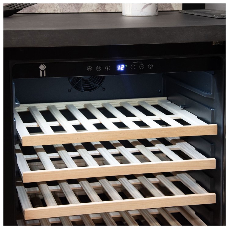 De Santii 52 Bottle Capacity Single Zone Built in Wine Cooler - Black