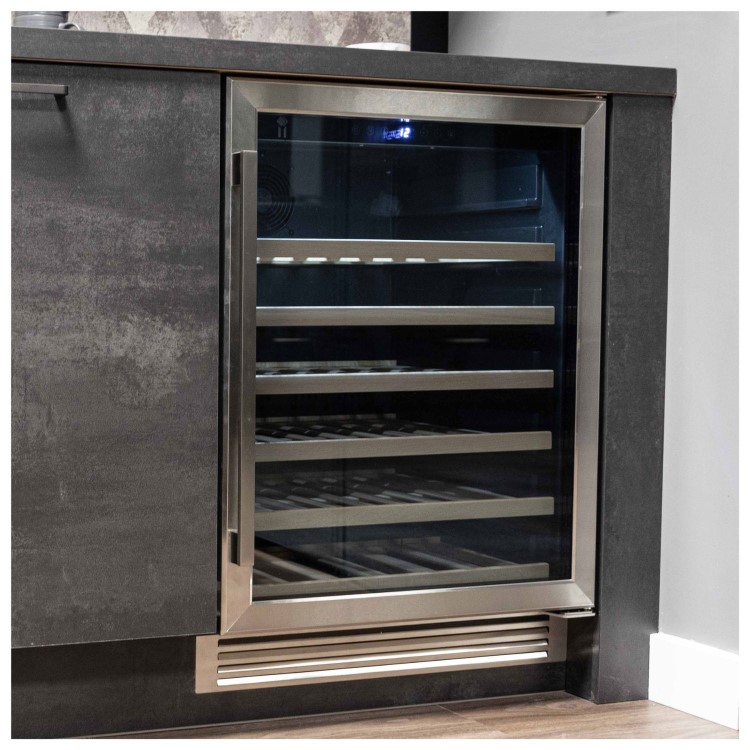 De Santii 52 Bottle Capacity Single Zone Built in Wine Cooler - Stainless steel