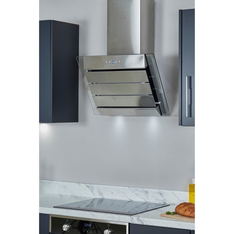 De Santii 60cm Angled Chimney Cooker Hood - Stainless Steel