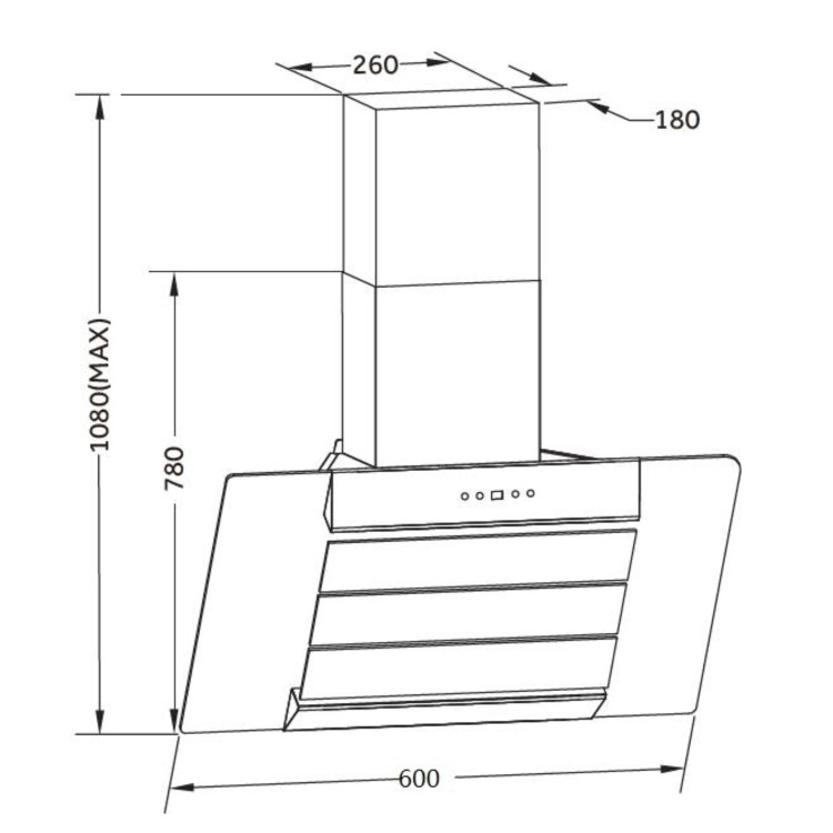 De Santii 60cm Angled Chimney Cooker Hood - Stainless Steel