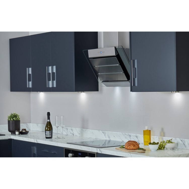 De Santii 70cm Angled Chimney Cooker Hood - Stainless Steel
