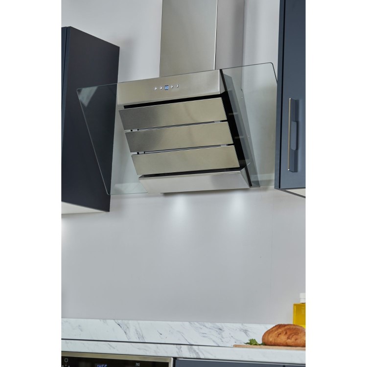 De Santii 90cm Angled Cooker Hood - Stainless Steel