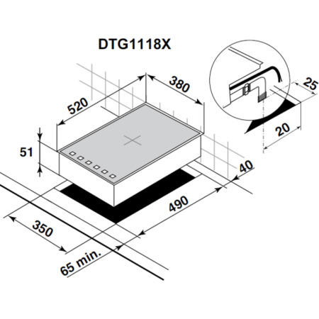 De Dietrich DTG1118X 38cm Wide Rotary Control 6kW Wok Gas Hob With Stainless Steel Front