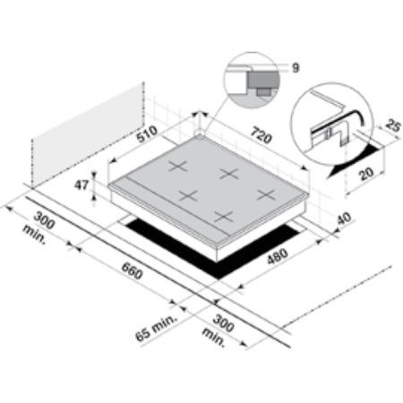 De Dietrich DTG1175X 72cm Wide Five Burner Gas-on-glass Hob With Stainless Steel Trim