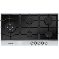 De Dietrich DTG1195X 90cm Wide Five Burner Gas-on-glass Hob With Stainless Steel Trim