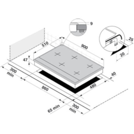 De Dietrich DTG1195X 90cm Wide Five Burner Gas-on-glass Hob With Stainless Steel Trim