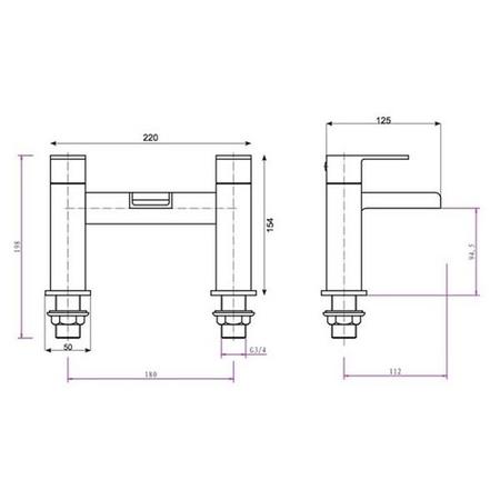 Atlas Modern Waterfall Bath Filler Tap