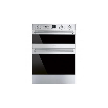GRADE A1 - Smeg DUSF636X Classic Dark Glass Double Under Counter Multifunction Oven Stainless Steel
