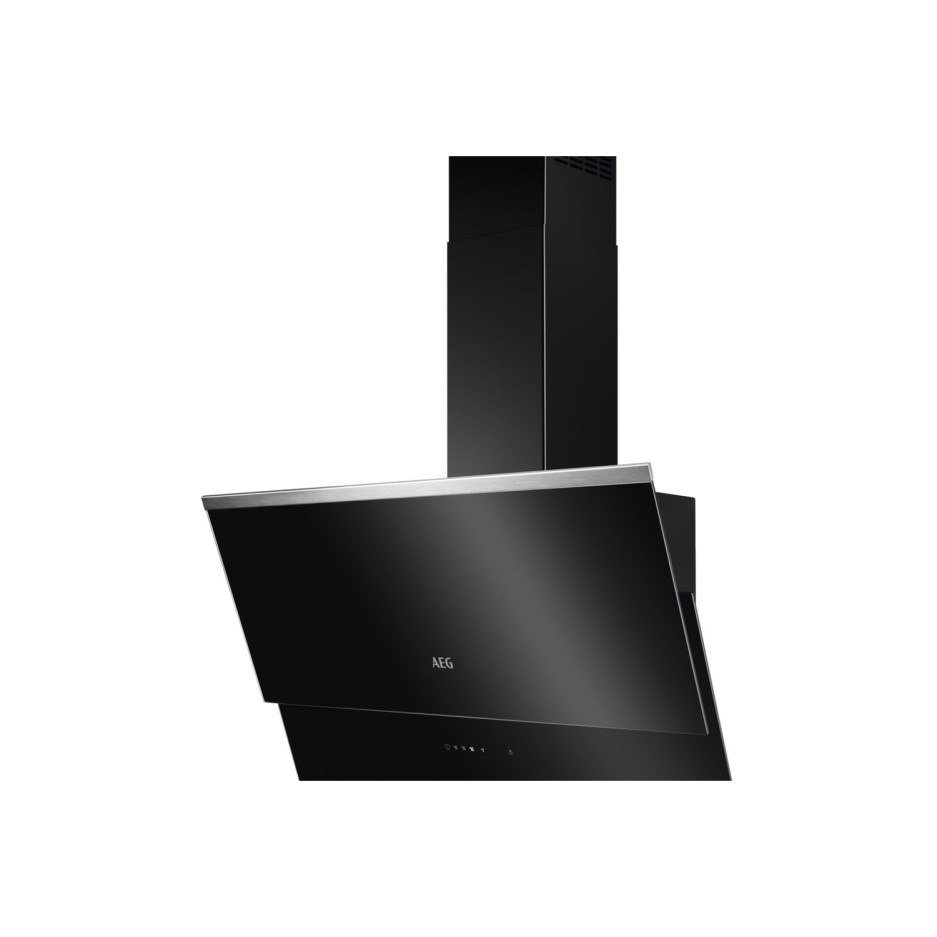 AEG DVB5860B 80cm Angled Cooker Hood With Hob2Hood Black Glass