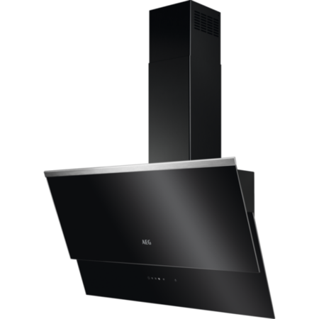 AEG 6000 Series 80cm Angled Cooker Hood - Black Glass