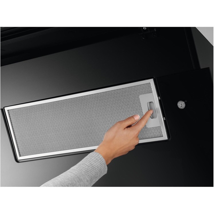 AEG 9000 Series 90cm Angled Cooker Hood with Hob2Hood - Matt Black