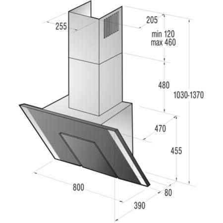 Gorenje DVG8545AX Angled 80cm Wide Chimney Cooker Hood Black Glass And Stainless Steel