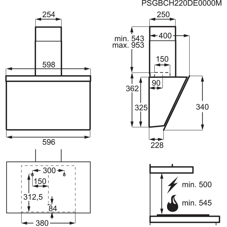 Refurbished AEG 7000 Series DVX5661HB 60cm Hob2Hood Cooker Hood Black