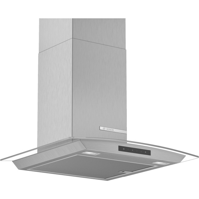 Bosch DWA66DM50B Serie 4 Touch Control 60cm Chimney Cooker Hood - Stainless Steel With Curved Glass Canopy