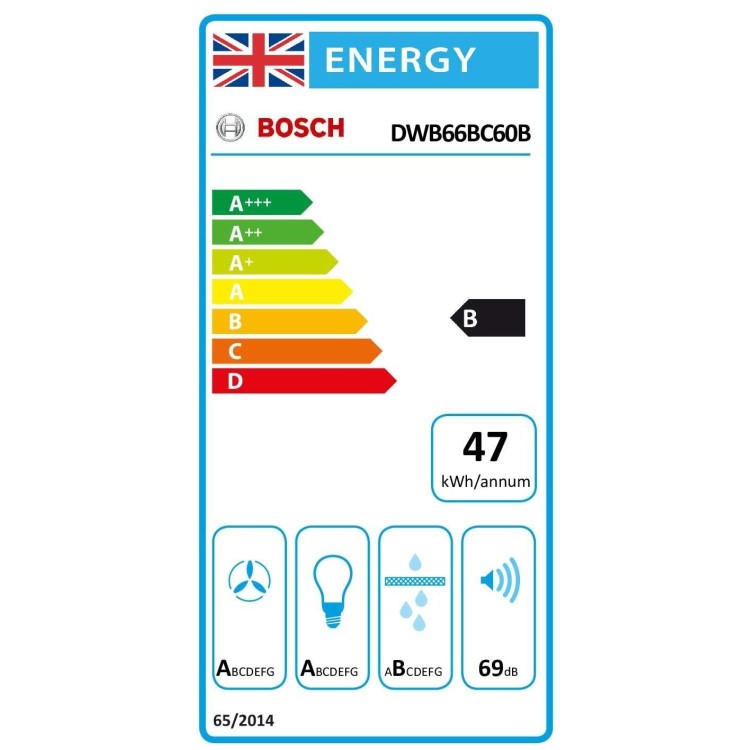 Refurbished Bosch Series 2 DWB66BC60B 60cm Chimney Cooker Hood Black