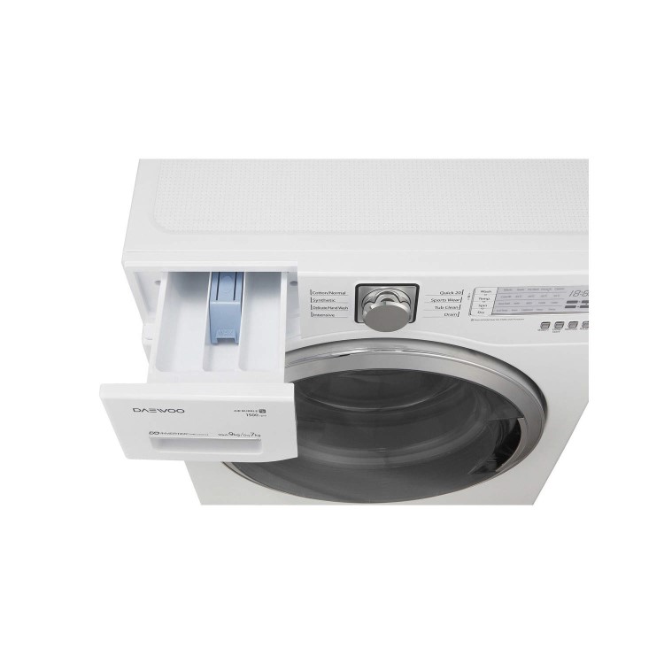 Daewoo DWCLD1512 9kg Wash 7kg Dry 1500rpm Direct Drive Freestanding Washing Machine White With Chrom