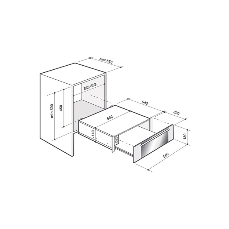 De Dietrich DWD7400G Built-in 14cm Warming Drawer -  Iron Grey