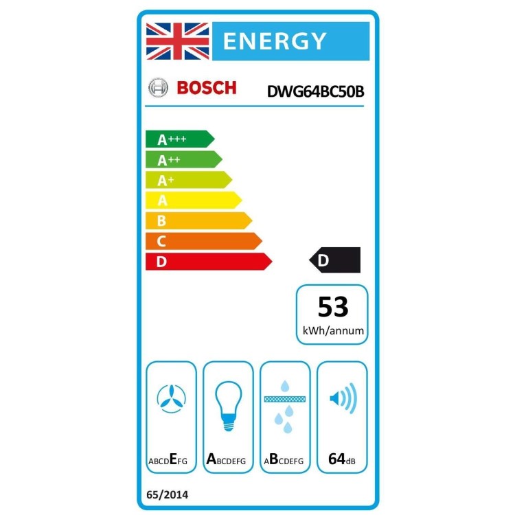 Bosch Series 2 60cm Chimney Cooker Hood With Flat Glass Canopy - Stainless Steel