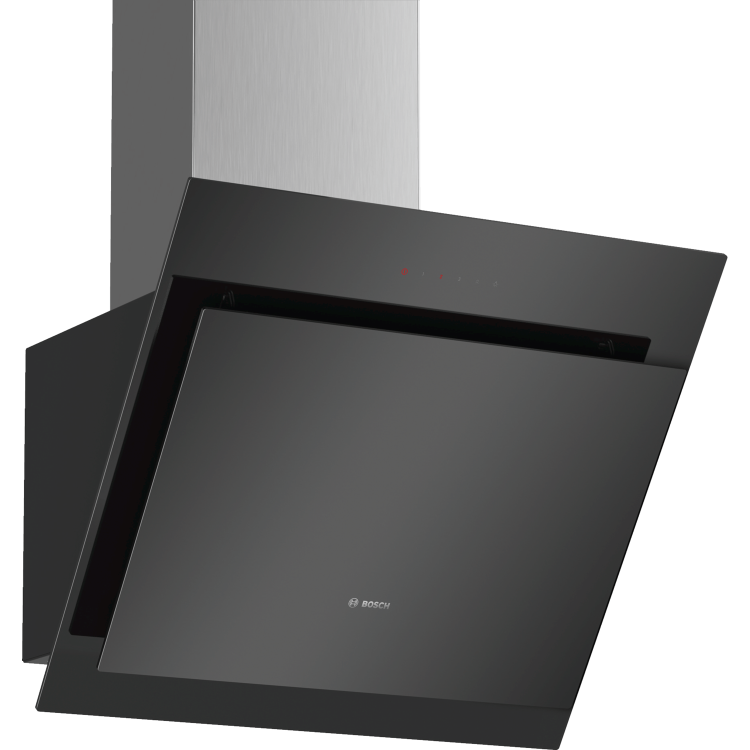 Refurbished Bosch Serie 4 DWK67CM60B 60cm Touch Control Angled Chimney Cooker Hood Black