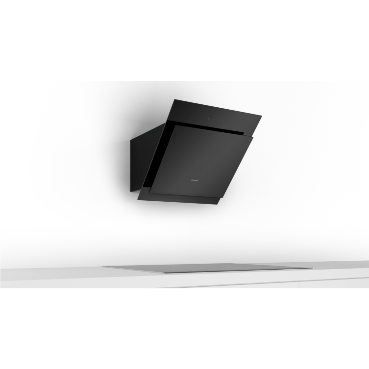 Refurbished Bosch Serie 4 DWK67CM60B 60cm Touch Control Angled Chimney Cooker Hood Black