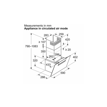 Refurbished Bosch Series 4 DWK67FN60B 60cm Angled Chimney Cooker Hood Black
