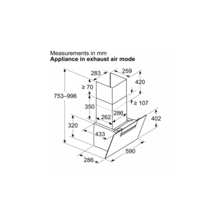 Refurbished Bosch Series 4 DWK67FN60B 60cm Angled Chimney Cooker Hood Black