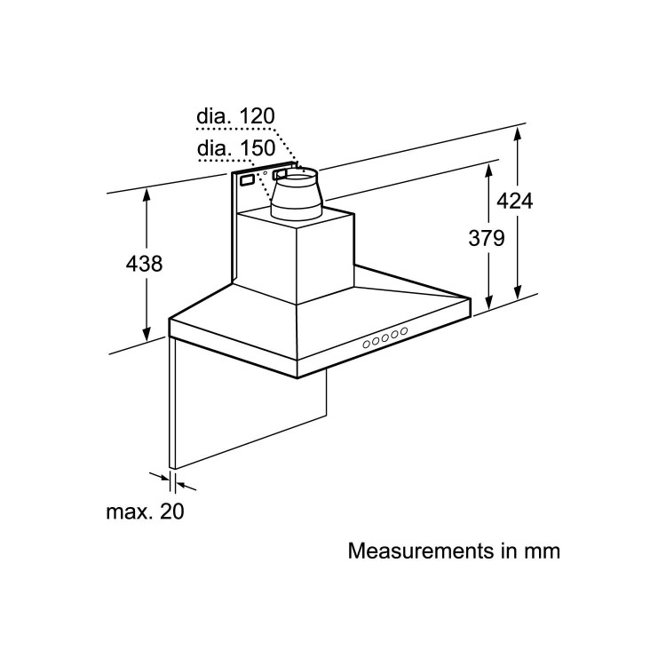 GRADE A1 - Bosch DWW077A50B Serie 4 Classixx Low Profile 70cm Stainless Steel Chimney Cooker Hood
