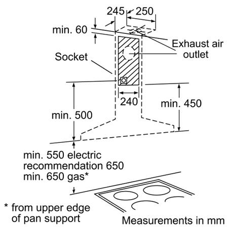 Bosch DWW07D650B Avantixx Slimline Pyramid 70cm Chimney Hood in Brushed Steel