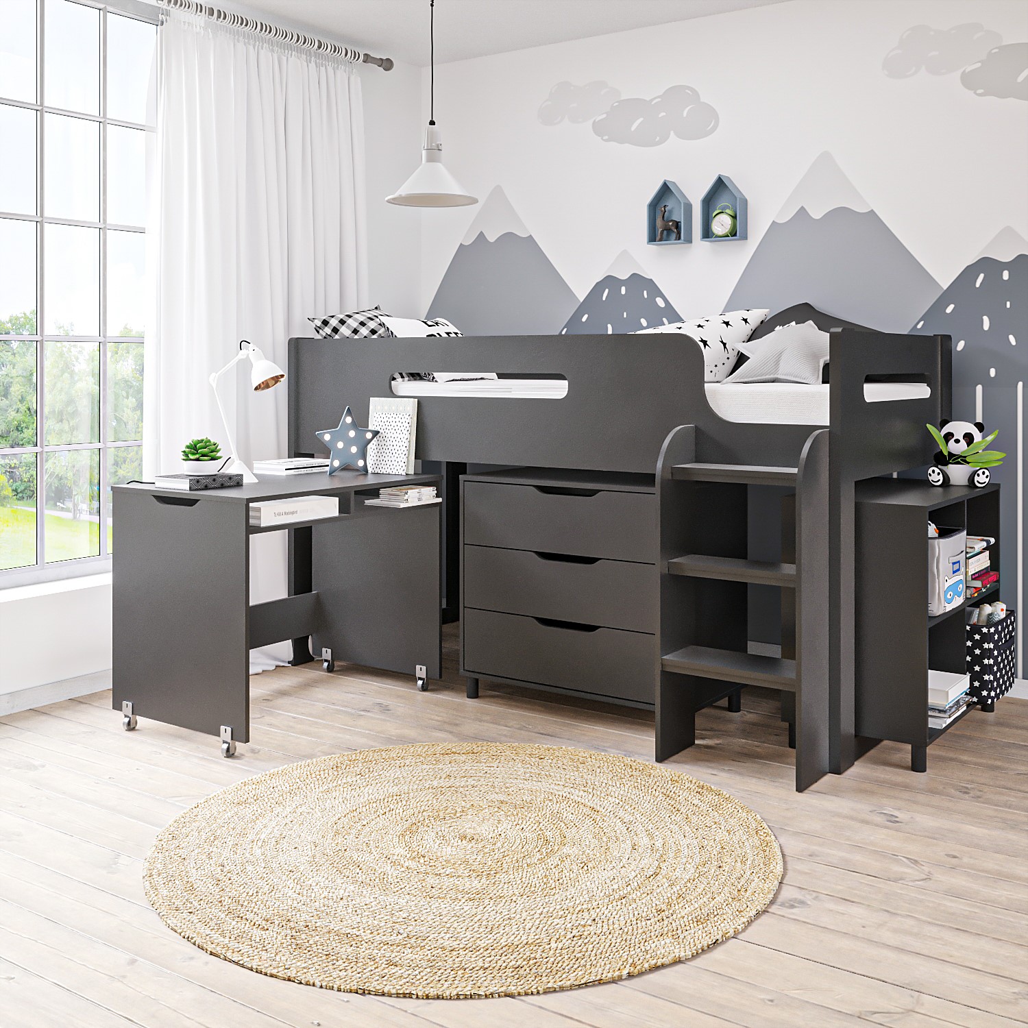 mid sleeper with desk and storage