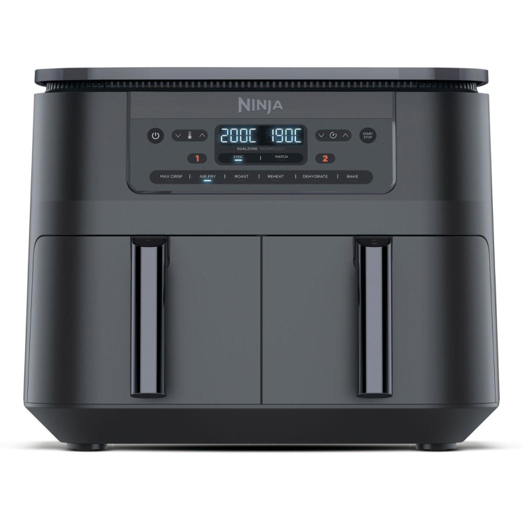 Ninja DZ300UK Dual Zone 6-in-1 7.6L Air Fryer  Gun Metal Grey  Twin Baskets for Healthy Crispy Cooking