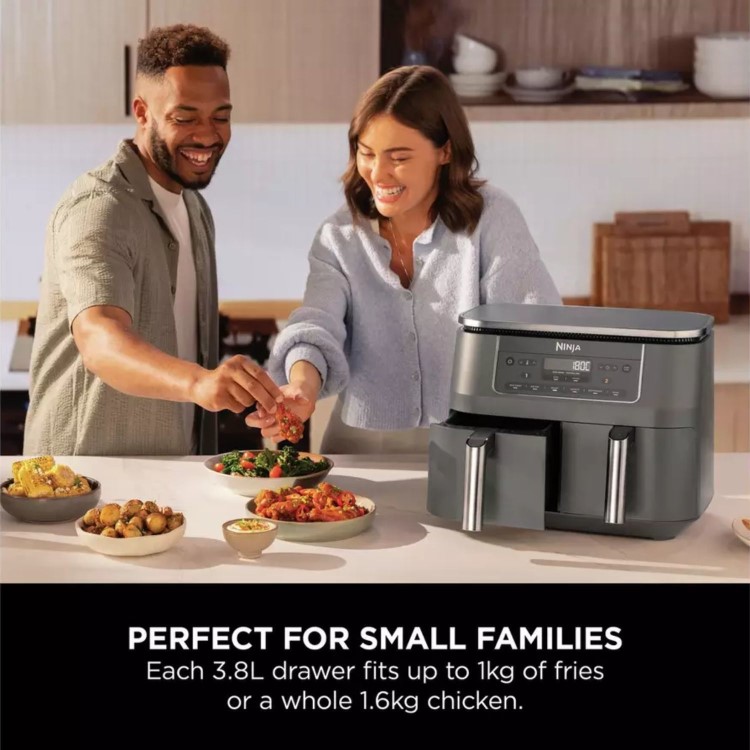 Ninja DZ300UK Dual Zone 6-in-1 7.6L Air Fryer - Gun Metal Grey