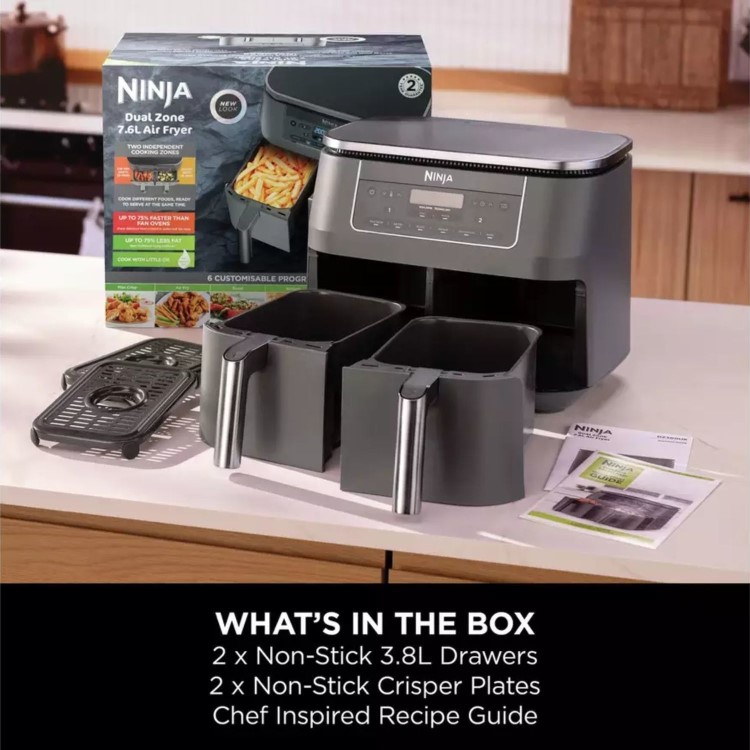 Ninja DZ300UK Dual Zone 6-in-1 7.6L Air Fryer - Gun Metal Grey