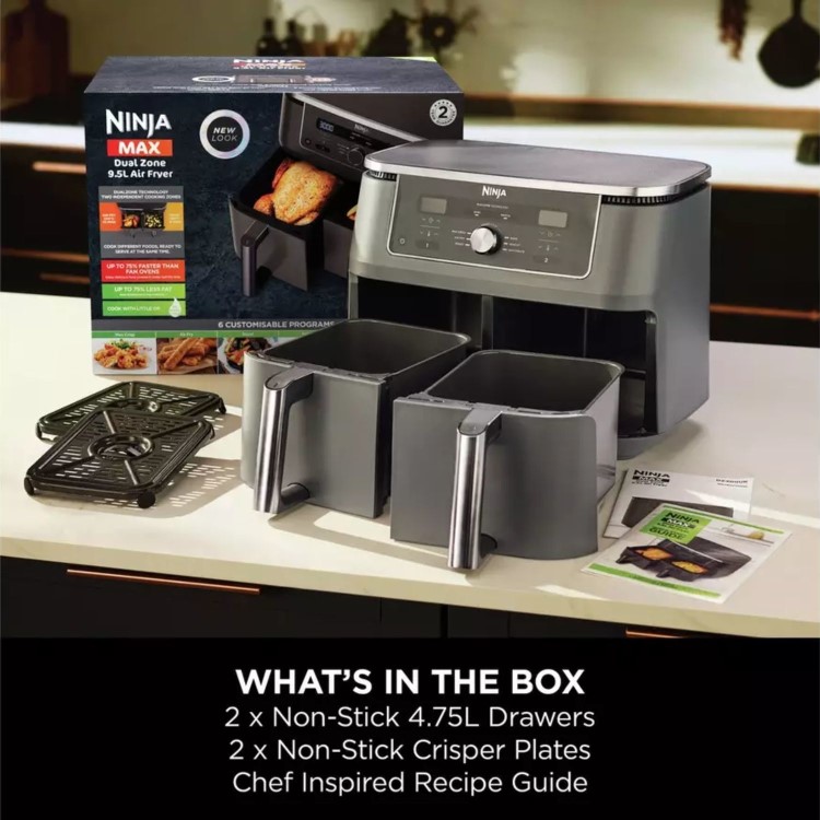 Ninja DZ400UK Dual Zone 6-in-1 9.5L Air Fryer - Grey