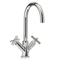 GRADE A1 - Chrome Double Lever Kitchen Mixer Tap Monobloc