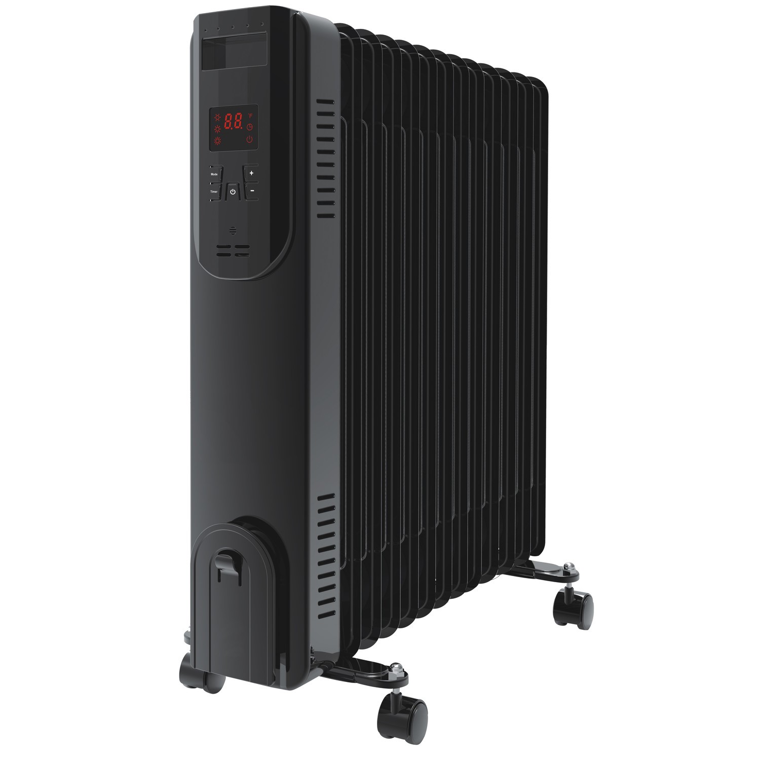 electriQ 2.5kw Black Smart WiFi Alexa Oil Filled Radiator 11 Fin 24 hour and Weekly Timer with Therm