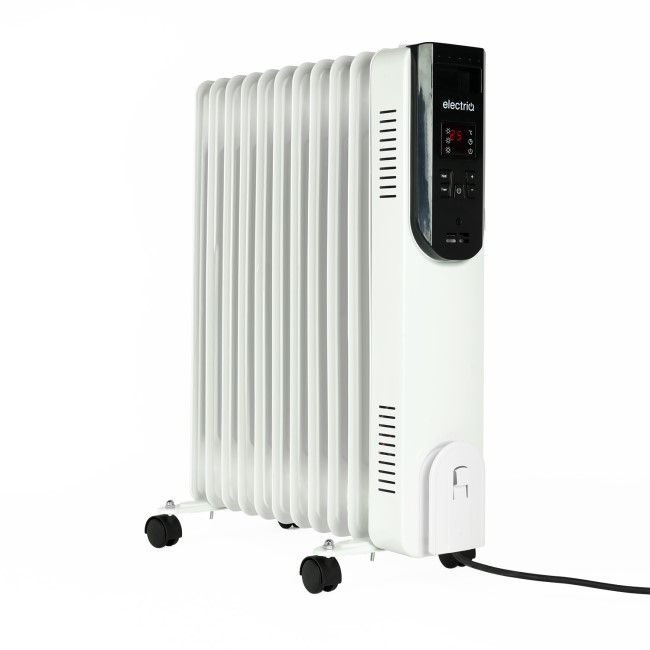 GRADE A3 - electriQ 2.5kw Smart WiFi Alexa Oil Filled Radiator 11 Fin  24 hour and Weekly Timer with Thermostat and Remote - White
