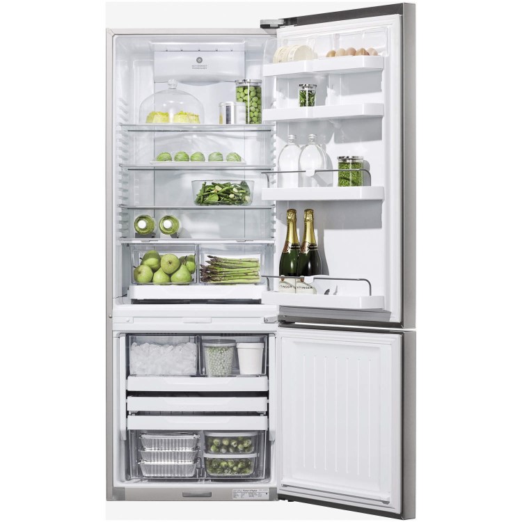 GRADE A2 - Fisher & Paykel E402BRXFDU4 24059  63.5cm Wide Flat Door Right Hand Hinge Freestanding Fridge Freezer With Ice And Water - EZKleen Stainless Steel