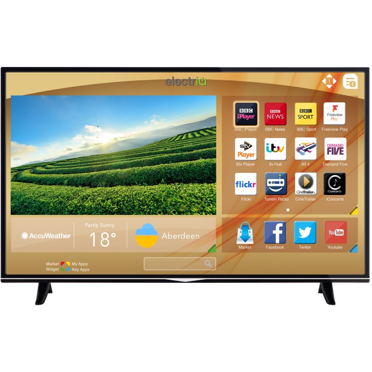 electriQ 43" 4K Ultra HD LED Smart TV with Freeview HD and Freeview Play