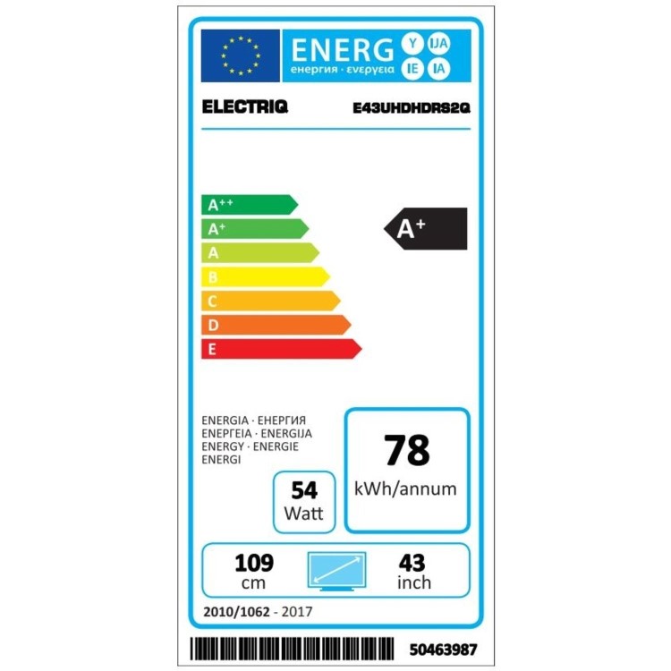 Electriq 43-inch 4K Ultra HD HDR Dolby Vision LED Smart TV with Freeview HD and Freeview Play