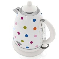 Elgento E448WP Steel Jug Kettle White Polka