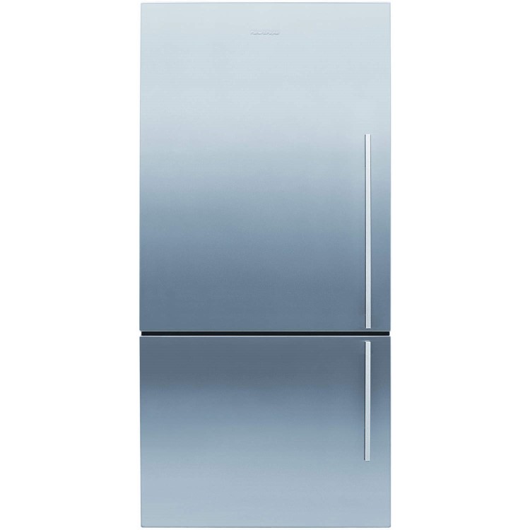 Fisher & Paykel E522BLXFD4 25157 - 79cm Wide Flat Door Left Hand Hinge Freestanding Fridge Freezer EZKleen Stainless Steel